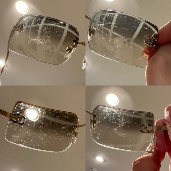 Chanel 4092 Rimless Crystal Rhinestone CC Vintage Y2K Sunglasses in Brown Hue - Picture 15 of 17